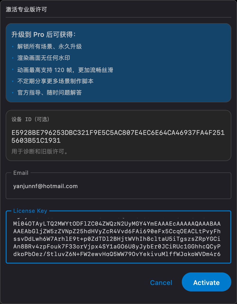 输入License Key